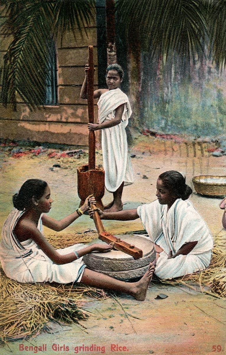 Bengali Girls Grinding Rice