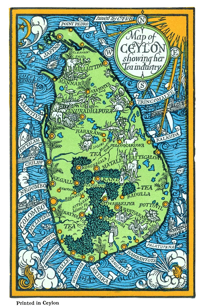 Map of Ceylon showing Her Tea Industry