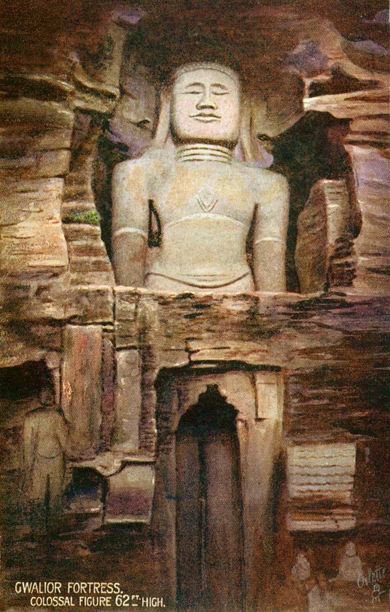 Gwalior Fortress. Colossal Figure 62 Ft. High.