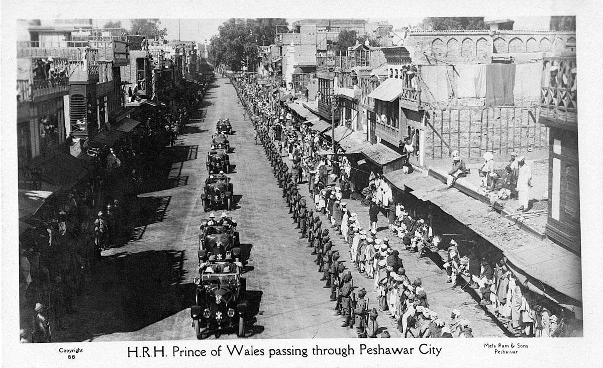 H.R.H. Prince of Wales passing through Peshawar City