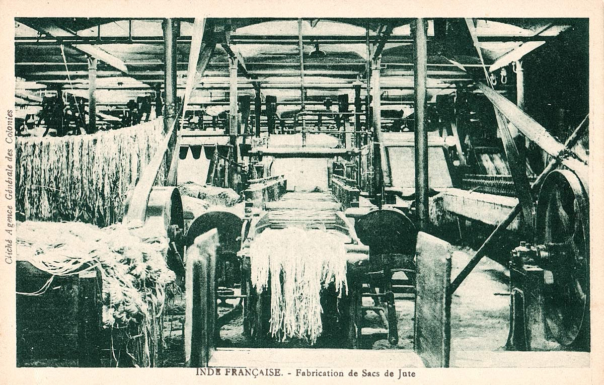 Inde Francaise Fabrication de Sacs de Jute [French India Manufacturing Jute Sacks]