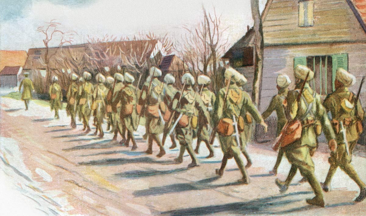 Indian soldiers starting for the front