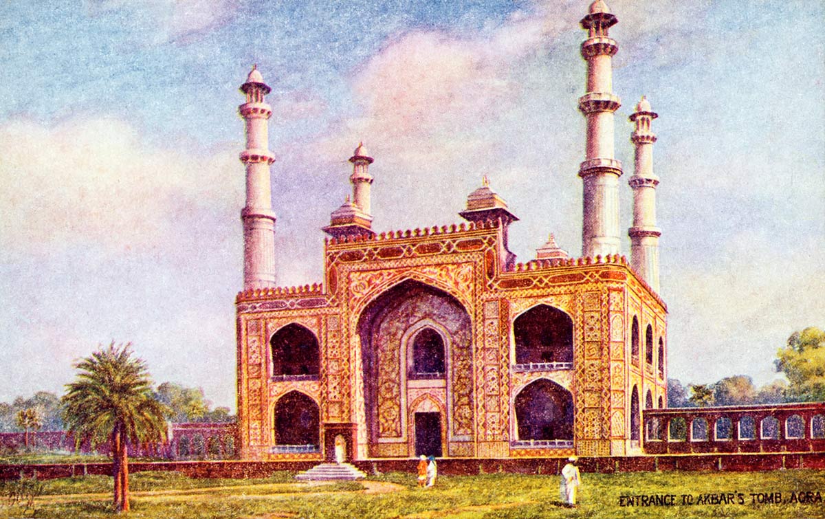 Entrance to Akbar`s Tomb, Agra.