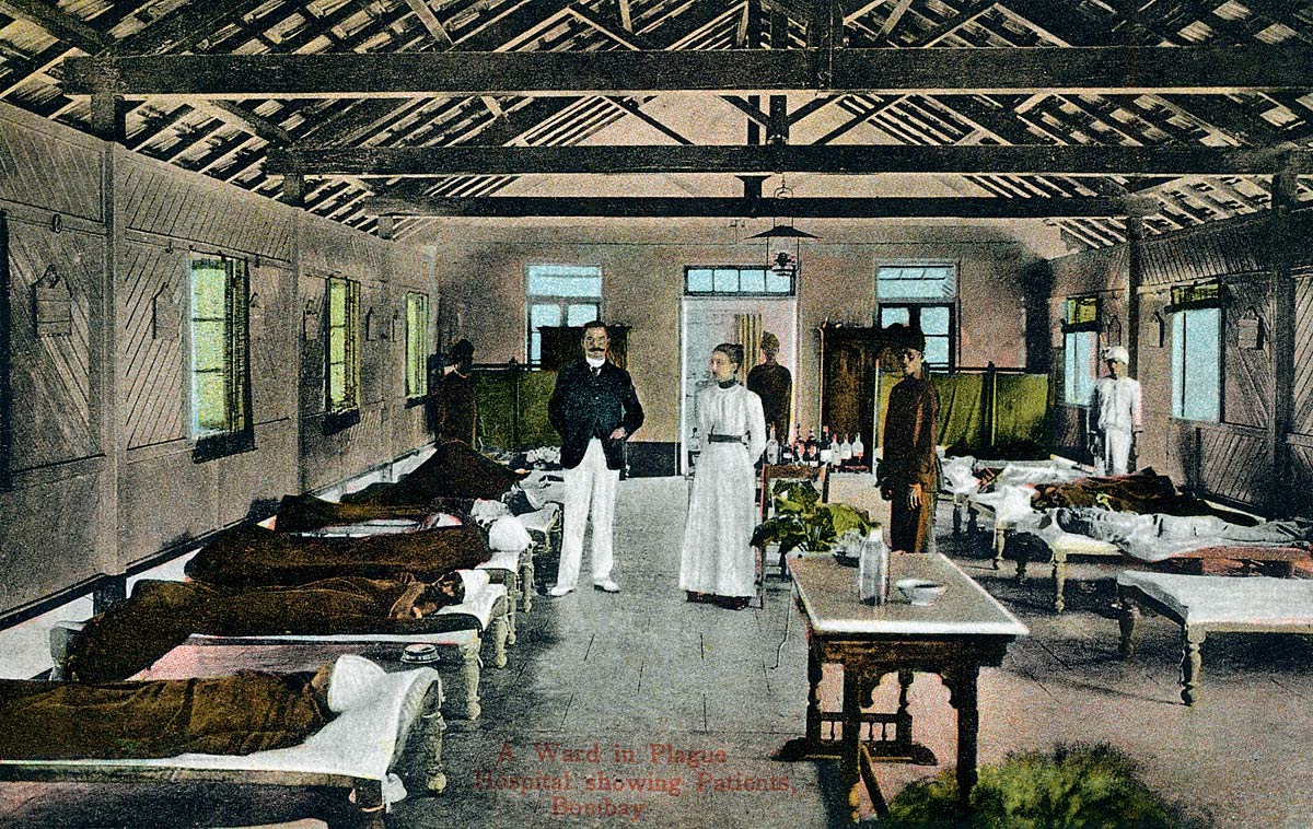 A Ward in Plague Hospital showing Patients, Bombay.