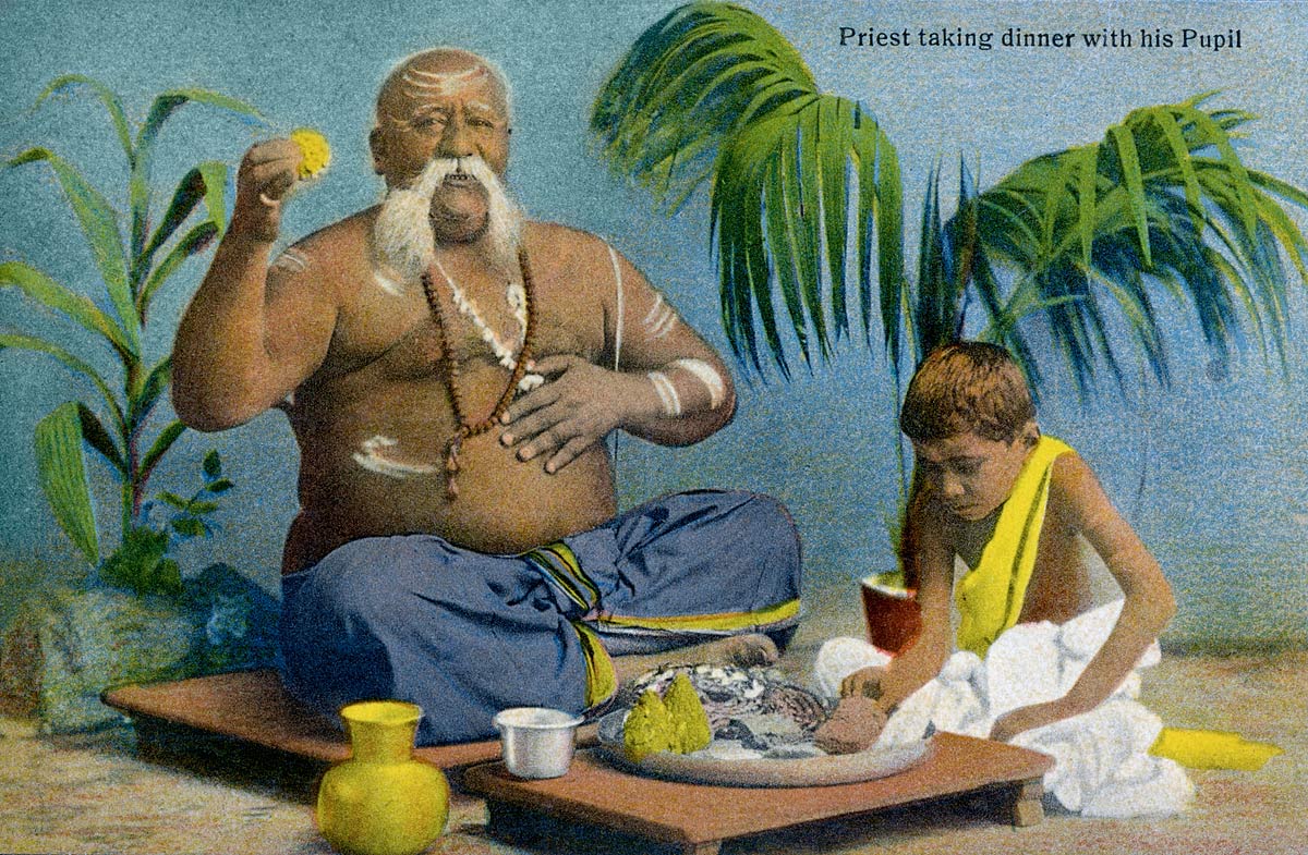 Priest taking dinner with his Pupil