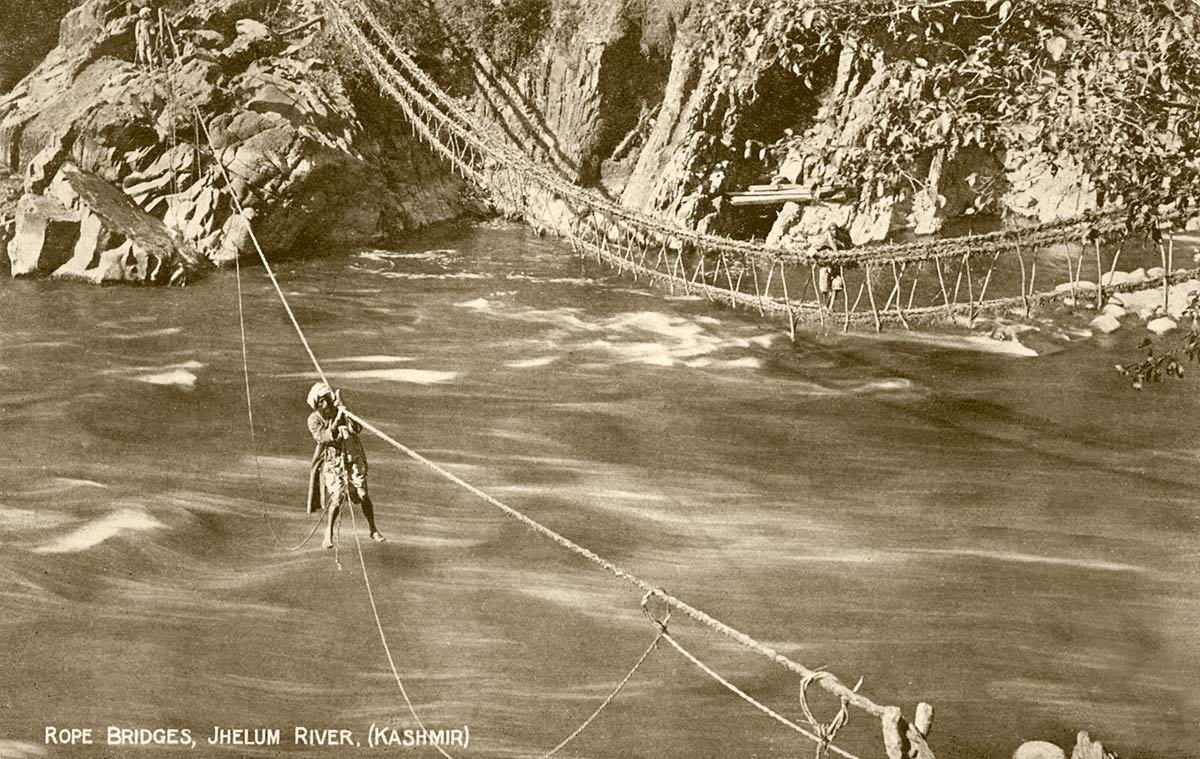Rope Bridges, Jhelum River, (Kashmir)