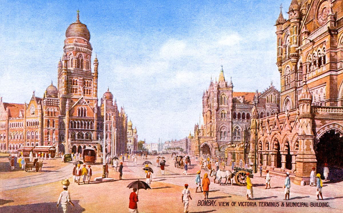 Bombay. View of Victoria Terminus & Municipal Building.