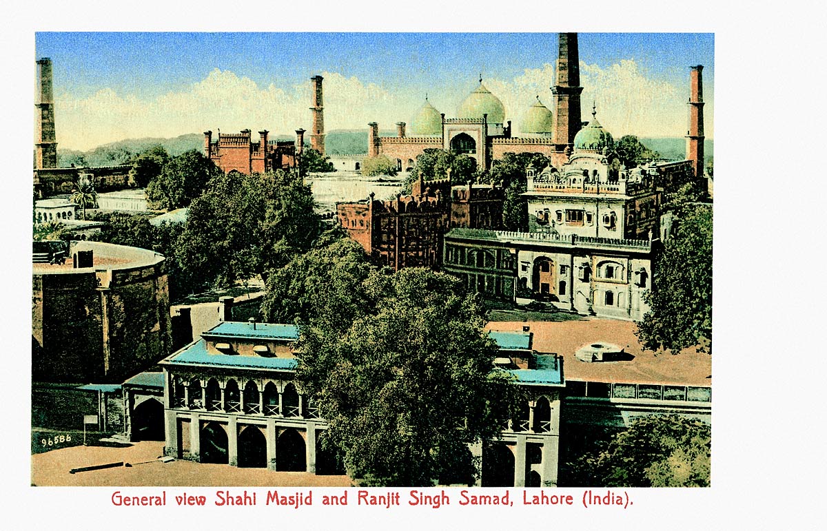 General View Shah Masjid and Ranjit Singh Samad, Lahore (India)