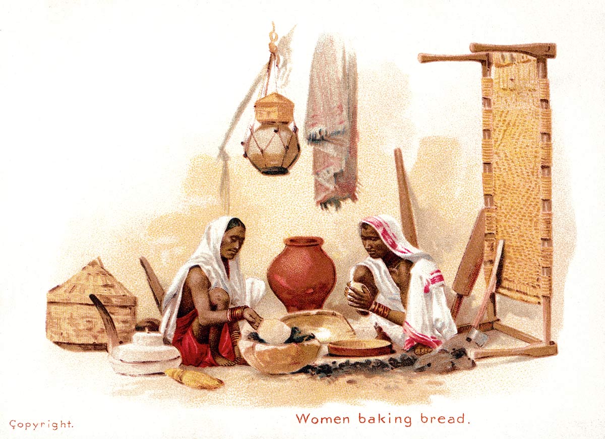 Women baking bread