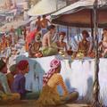 The Fakirs at Benares, On the Bank of the Ganges. India.
