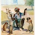 Juggler with goat and monkey