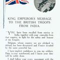King Emperor`s Message to the British Troops from India.